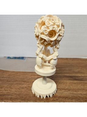 Vintage Chinese Puzzle Ball on Elephant Stand